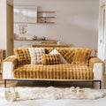 Faux Fur Decorative Throw Pillow Cover Plush Thick Bubble Pillow Covers Luxury Soft Cozy Accent Pillowcase for Spring Sofa Living Room Couch Bed (Brown Yellow,18"x18")