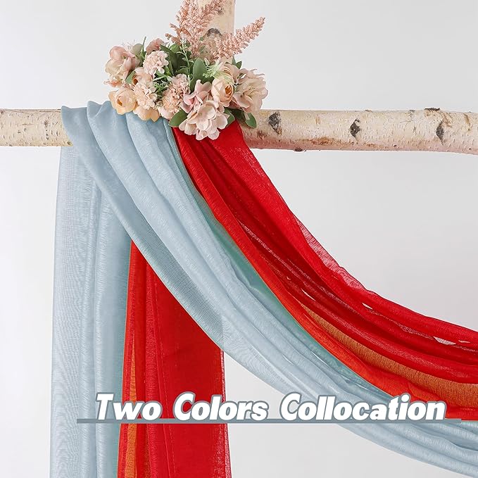 DONREN Sheer Scarf Curtain for Bedroom - Window Topper Valance Voile Panel Classic for Sons/Boys/Seniors Room (W52 x L144, 1 Pack, Dusty Blue)