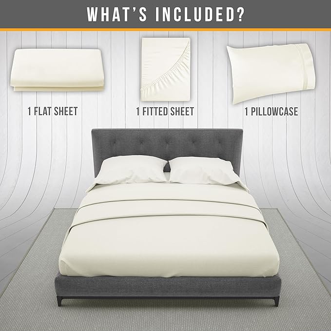 King Size Sheets Set Cooling - Luxury Hotel Sheets - Soft Bed Sheet with Elastic Corner Straps - Deep Pockets Microfiber Bedsheet - Bedding Sheet & Pillowcases - 4 Piece (King, Ivory)
