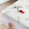 Bamboo Mattress Protector with Zipper - 100% Waterproof Full Size Cooling Mattress Cover - Ultra Soft Jacquard Fabric Breathable Noiseless Mattress Pad Cover - Zippered Mattress Encasement