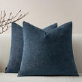 a moment Pack of 2 Decorative Chenille Throw Pillow Covers with Twill Cushion Covers for Sofa Living Room Couch Bed 16x16 Inch Blue