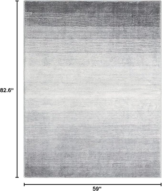 Wonnitar Modern Ombre 5x7 Grey Rugs for Living Room, Washable Large Bedroom Area Rug, Non-Slip Stain Resistant Dining Table Throw Mat, Abstract Carpet for Entry Basement Dorm (Grey, 5'x7')