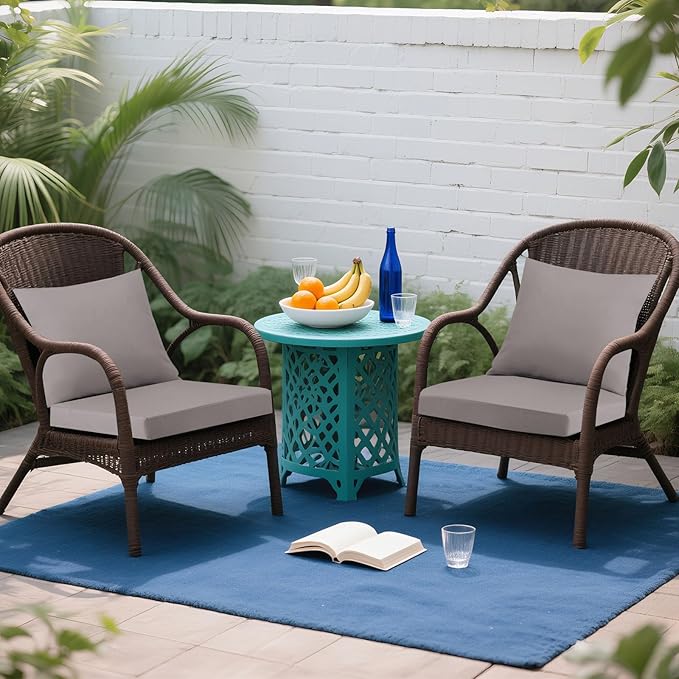 Outdoor Seat Cushion Set 24 x 24 In, Water-Resistant & Fade-Resistan, Patio Furniture Cushions with Removable Cover Deep Seat & Back Cushion with Handle and Adjustable Straps for Chair Sofa,4PC