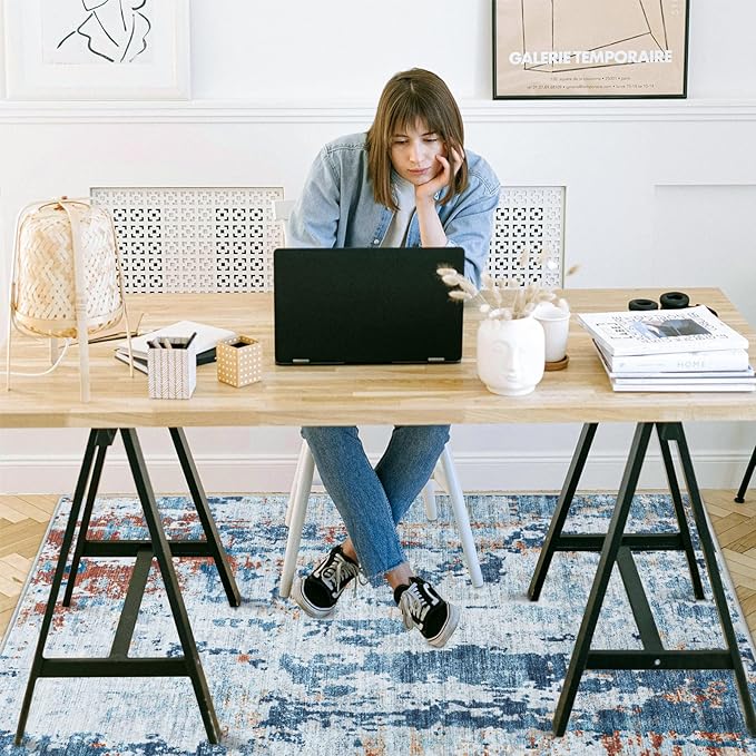 Office Chair Mat for Hardwood Floor, 48"x36" Easy Glide Computer Chair Mat Protector for Rolling Chair Under Desk Rug Nonslip Backing, Machine Wash