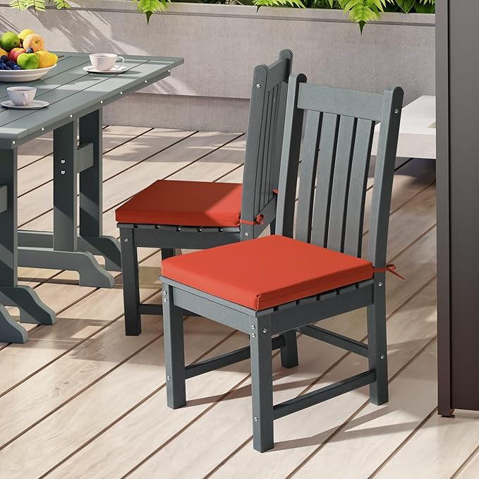 WestinTrends Solace Outdoor Patio Kitchen Dining Chair Square Seat Cushions Set of 4, 19 x 17, Orange