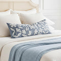 BlissBlush Blue Velvet Decorative Lumbar Pillow Cover 14x36, Soft Long Body Pillow for Bed, Accent Lumbar Throw Pillow for Bedroom, Modern Farmhouse Textured Pillowcase