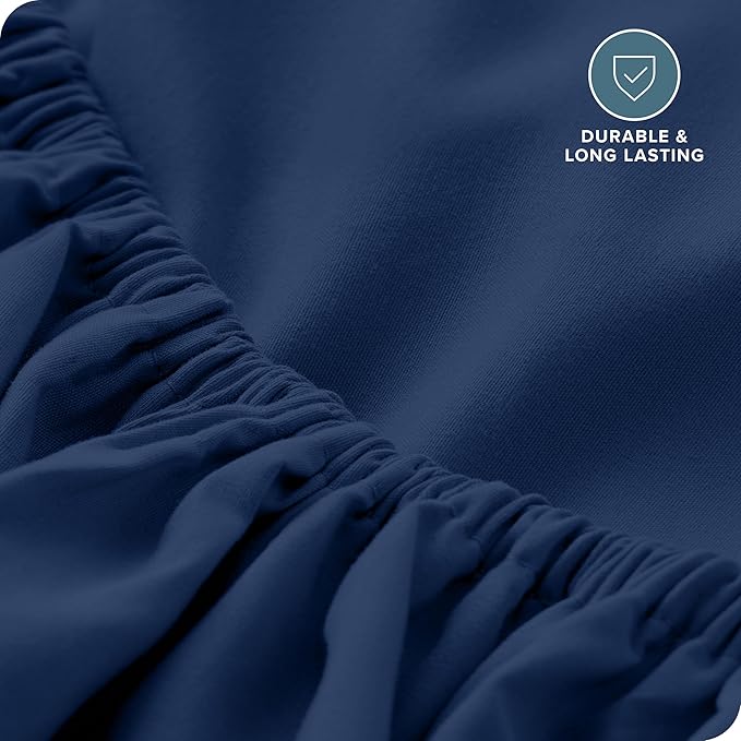 Bare Home Fitted Bottom Sheet Twin XL Size - Premium 1800 Microfiber - Ultra-Soft Hotel Luxury - Deep Pocket - Durable and Long Lasting (Twin XL, Dark Blue)