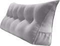 Triangular Reading Bed Rest Pillow Large Bolster Cushion Headboard Backrest Wedge Pillow with Removable Cover and Two Large Side Pockets (Chalk Grey, California King: 71 x 8 x 20 inches)