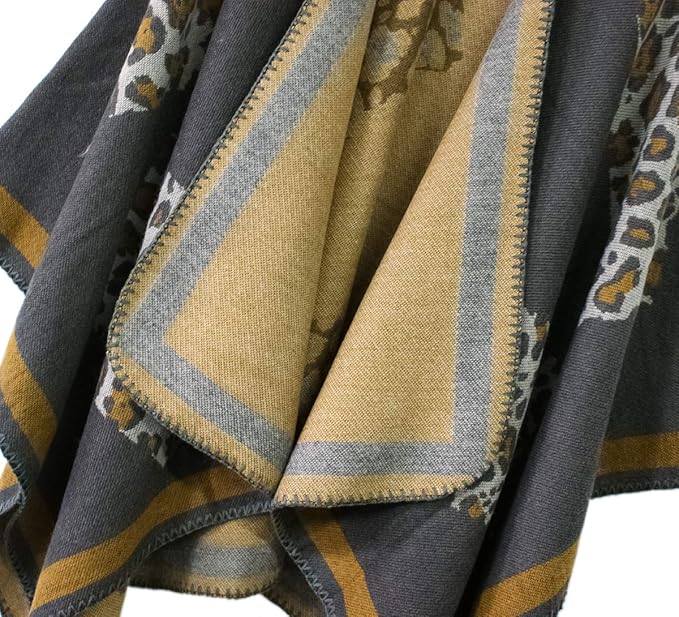 Women's Vintage Pattern Open Front Poncho Cape Shawl Winter Shawl Wraps