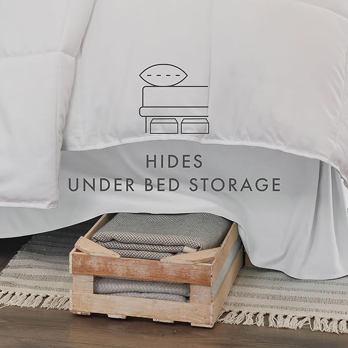 Linen Market Bed Skirt - Ultra Soft Microfiber - Easy Fit with 14 Inch Tailored Drop - Hotel Quality, Shrinkage & Fade Resistant - Bed Cover - King Bed Set - Bedroom Décor - (King, White)