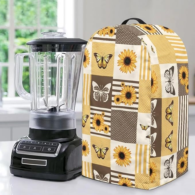 Plaid Butterfly Sunflower Blender Covers Food Processor Juicer Appliance Cover Waterproof Fabric Kitchen Appliance Covers Fits Most Models