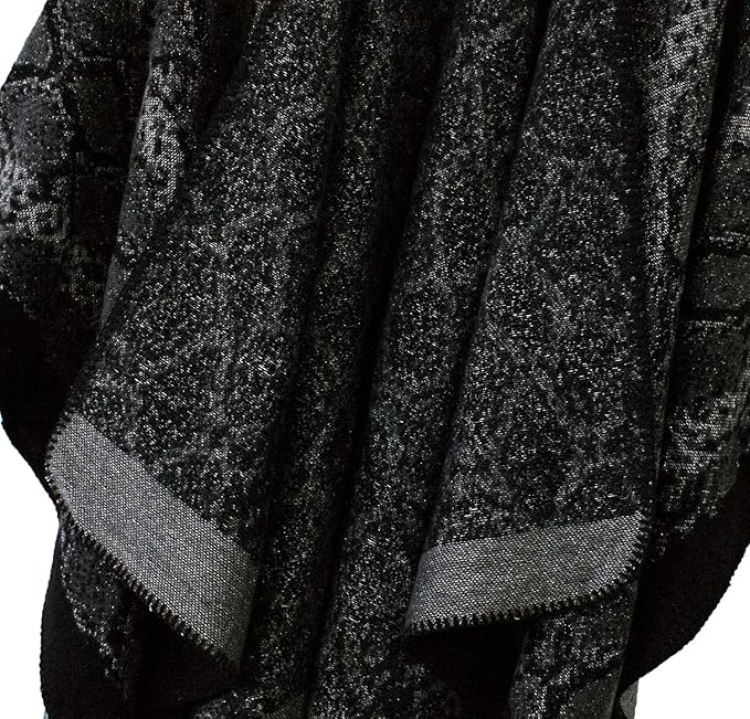 Women's Vintage Pattern Open Front Poncho Cape Shawl Winter Shawl Wraps