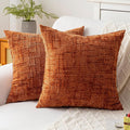 Decorative Throw Pillow Covers 16x16 Inch Set of 2, Soft Solid Farmhouse Chenille Couch Pillows, Spring Pillow Covers for Couch Sofa Bed Living Room Home Decor Pillowcase, Rust