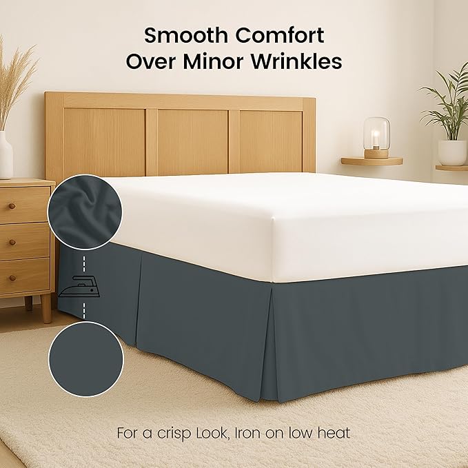 Utopia Bedding Full Bed Skirt - Soft Quadruple Pleated Ruffle - Easy Fit with 16 Inch Tailored Drop - Hotel Quality, Shrinkage and Fade Resistant (Full, Grey)