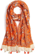Scarf for Women Lightweight Soft Floral Leopard Printed Scarves Fall Winter Fashion Shawl Wrap with Fringe