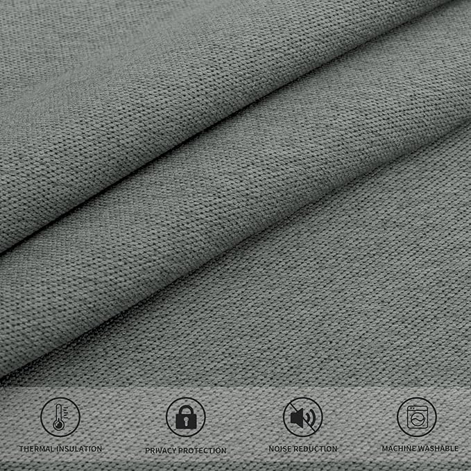 Easy-Going Linen Look Blackout Curtain Grommet Window Curtain Drapes for Bedroom, Living Room Thermal Insulated Room Darkening (2 Panels, 52x108 inch, Grey)