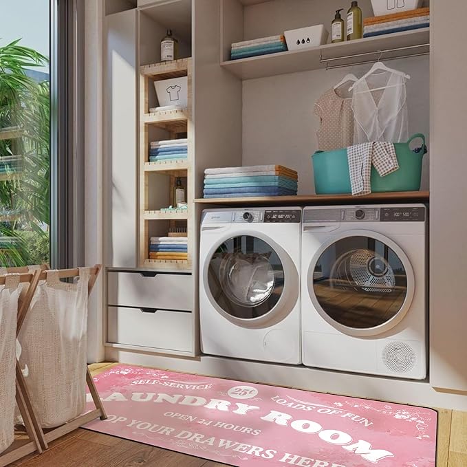 Zoke Laundry Room Rug Runner Stylish Non-Slip Laundry Room Mat 24"x72", Versatile, Waterproof Runner for Laundry, Kitchen, and Bathroom, Mudroom Decor and Farmhouse Charm