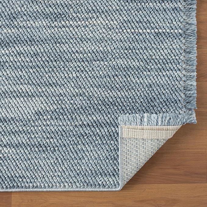 LUXE WEAVERS Solid Machine Woven Blue 8x10 Area Rug, Indoor Stain-Resistant Carpet