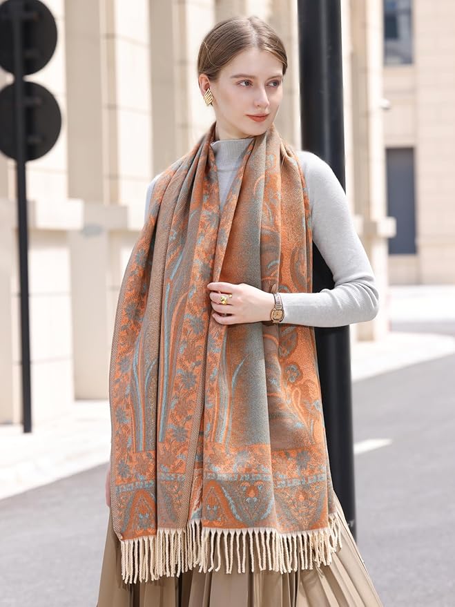Wander Agio Warm Fashion Scarf Long Shawl Large Blanket Winter Wraps Scarves for Women Cashmere Jacquard Vintage Paisley