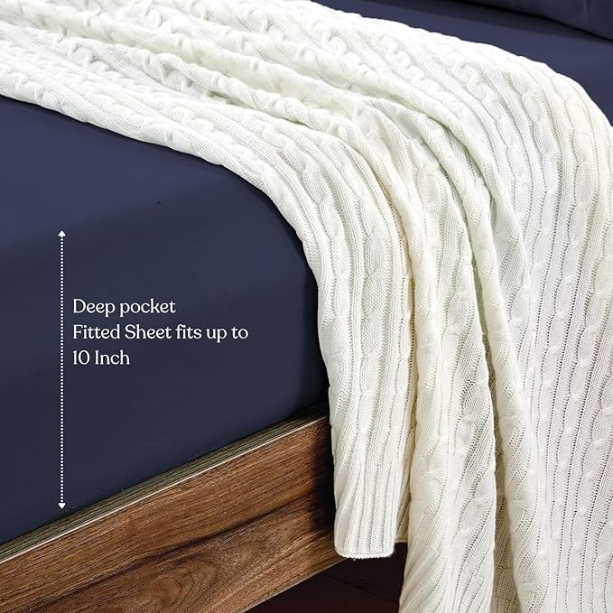 Lukeville's Cot Sheet 30" x 80", Daycare for Cot Size Mattress Sheets Pack of 2 Fitted Narrow Twin/Camp Bunk/Rvs Bunk/Trifold Mattress, Soft and PolyBlend Microfiber Cover for Toddler, Navy Blue