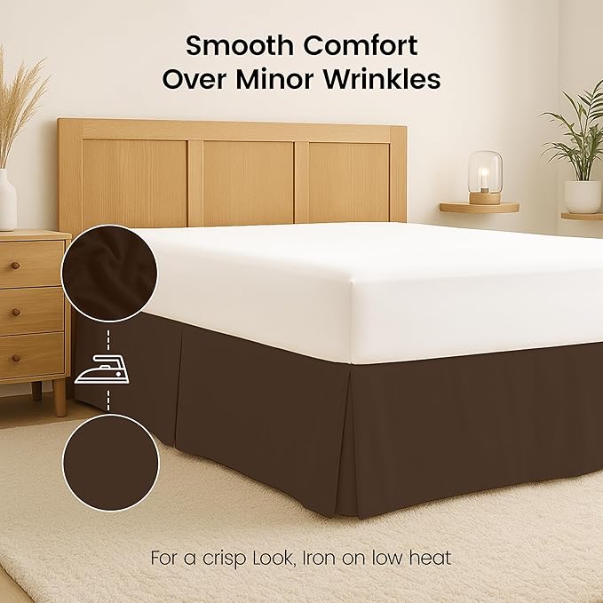 Utopia Bedding Queen Bed Skirt - Soft Quadruple Pleated Ruffle - Easy Fit with 16 Inch Tailored Drop - Hotel Quality, Shrinkage and Fade Resistant (Queen, Brown)