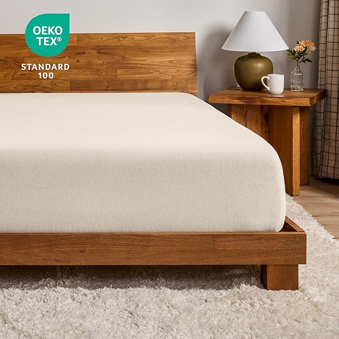 Bare Home Flannel Fitted Bottom Sheet 100% Cotton, Velvety Soft Heavyweight - Double Brushed Flannel - Deep Pocket (King, Sand)