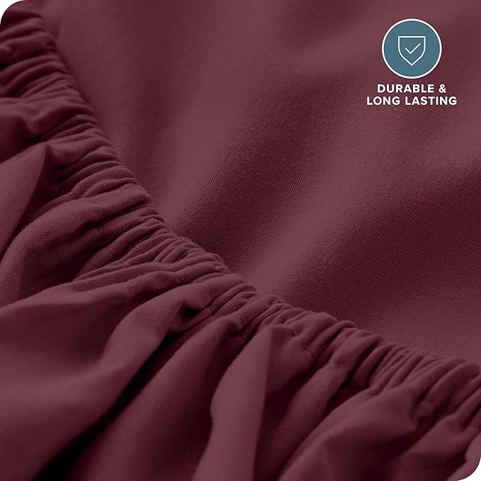 Bare Home Fitted Bottom Sheet Queen Size - Premium 1800 Microfiber - Ultra-Soft Hotel Luxury - Deep Pocket - Durable and Long Lasting (Queen, Burgundy)