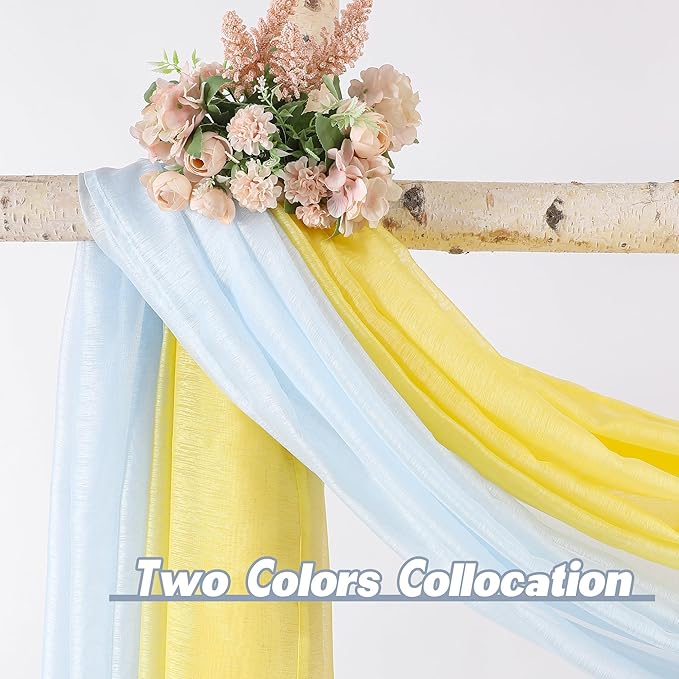 DONREN Baby Blue 144 Inch Length Sheer Window Scarf - Perfect As Valance Scarves As Well As Bed Canopy Or Wedding Decoration. (W 34 x L 144 One Panel)