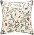 Square Throw Pillow Covers, Green Cozy Velvet Farmhouse with Birds and Flowers Pattern Pillowcases,Decoration Pillows Cushion Covers for Couch Sofa Bed Car Chair,18"x18"