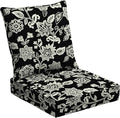 Arden Outdoor Foam Deep Seat Cushion Set, 24 in x 24 in, Weather-Proof, Rain-Proof, Fade Resistant Patio Cushion, Bottom and Back Cushion for Chair, Sofa, and Couch Ashland Black Jacobean