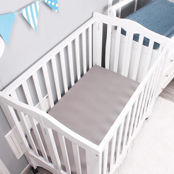 Belsden Pack of 3 Mini Crib Sheet Set, Pack N Play Sheet Set for Baby Boys and Girls, Cloudy Soft Touch and Machine Washable, Fitted Playard/Portable Crib Sheet, White & Grey & Light Grey