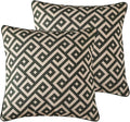 ISAENNE Design Linen Classic Vintage Throw Pillow Covers 18"x18" Pack of 2, Minimalist Square Cushion Covers with Green Irregular Plaid Pattern Decor Pillowcases for Bed,Living Room,Outdoor,Car