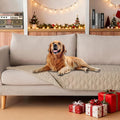 gogobunny 3X Stronger Waterproof Pet Blanket, Scratch Proof Furniture Protector for Dogs Cats, Reversible Cover 30x70 Inch, Dark Beige