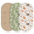 Baby Bassinet Sheets Girl Boy, Fitted Bassinet Sheet Set 3 Pack Bassinet Mattress Sheets Universal Fit for Rectangle, Round, Oval, Hourglass Mattress, Soft Breathable Green & Brown Fox