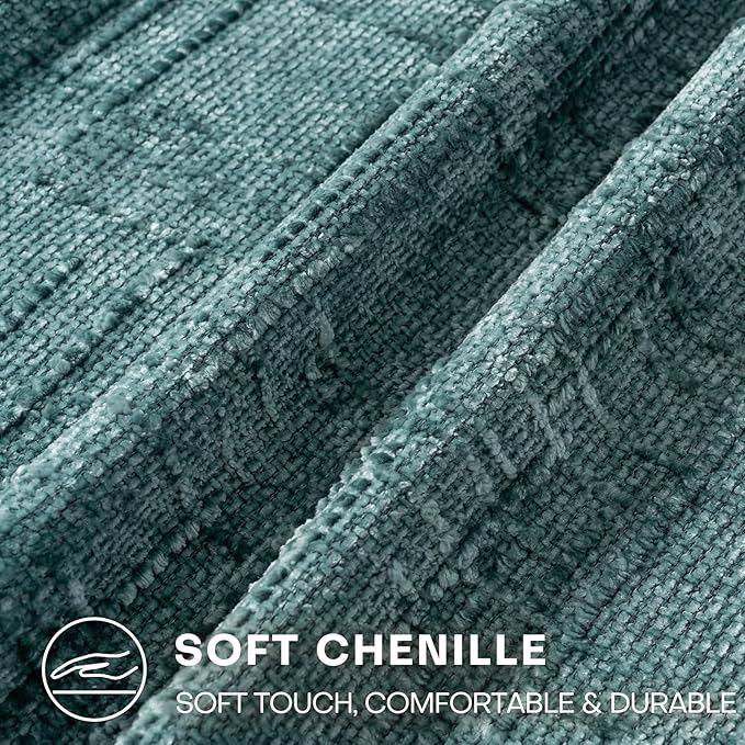 Decorative Throw Pillow Covers 16x16 Inch Set of 2, Soft Solid Farmhouse Chenille Couch Pillows, Spring Pillow Covers for Couch Sofa Bed Living Room Home Decor Pillowcase, Teal