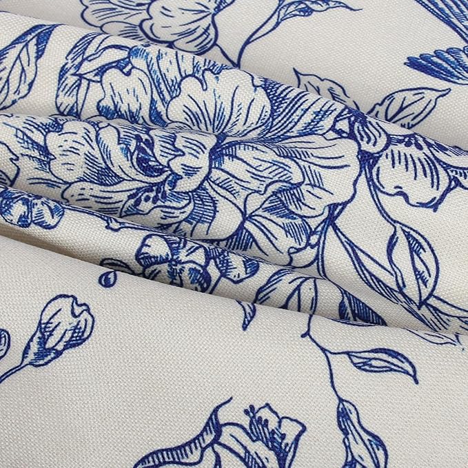 Vintage Floral Pillow Cover 18x 18 Set of 2,Blooming Flower Decorative Waterproof Linen Pillow Cushion Case,Modern Home Decor for Outdoor Couch Bedroom Car Blue and White