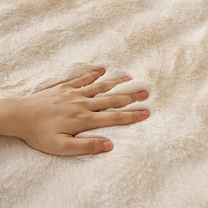 Faux Fur Decorative Throw Pillow Cover Plush Thick Bubble Pillow Covers Luxury Soft Cozy Accent Pillowcase for Spring Sofa Living Room Couch Bed (Ivory,12"x20")