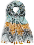 Scarf for Women Lightweight Soft Floral Leopard Printed Scarves Fall Winter Fashion Shawl Wrap with Fringe