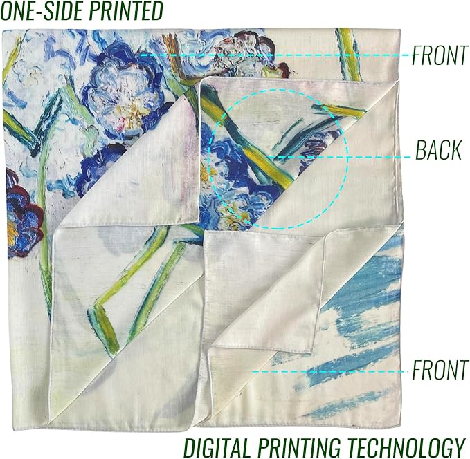Artist Oil Painting Wraps 51"x51" Cashmere-Soft Art Pashmina Luxury Rolled Hem Women Large Travel Blanket Shawl