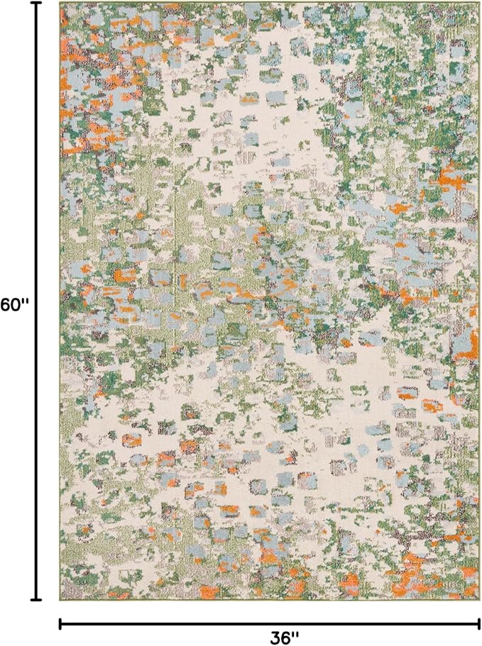 SAFAVIEH Monaco Collection Area Rug - 3' x 5', Sage & Rust, Abstract Watercolor Design, Non-Shedding & Easy Care, Ideal for High Traffic Areas in Living Room, Bedroom, Dining (MNC225W-3)