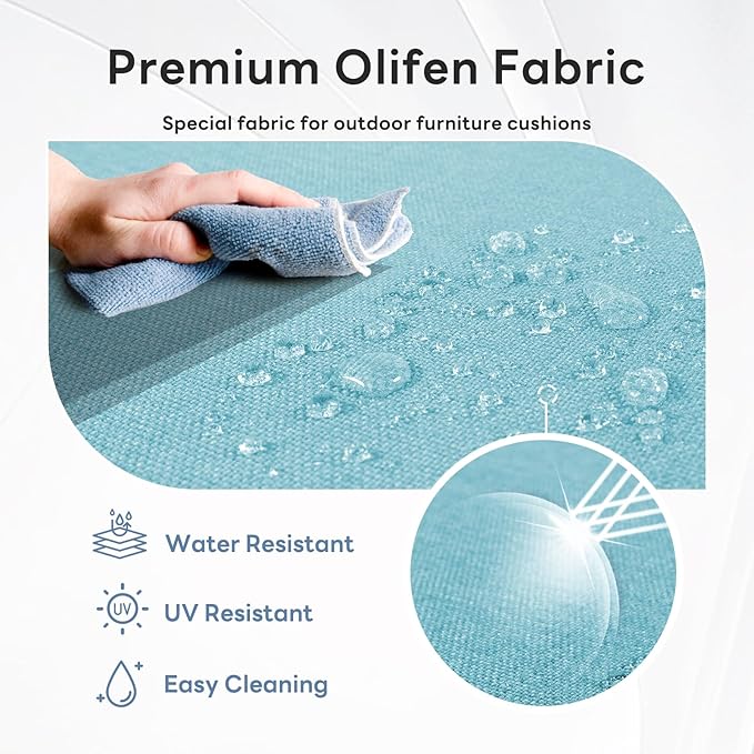 6" Thicker Outdoor Chair Cushion 2 Sets - 24" *24" *6" Waterproof Patio Furniture Cushions with Removable Cover, 28D High Density Sponge Filling Thicken Outdoor Patio Cushions - Turquoise