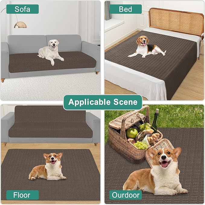Foxdecor Couch Cover Sofa Covers Washable, Dog Bed Cover Couch Covers for 3 Cushion Couch Sofa Pet Friendly, Dog Couch Cover Furniture Covers for Pets.(Chocolate 32x53 inch)