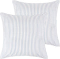 Levtex Home - Tobago Stripe Blue - Quilted Taupe and White Shams Set of Two (26x26in.), No Insert - Pin Stripe - Cotton Fabric