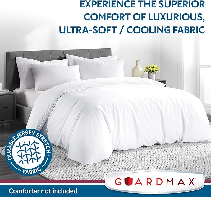 Guardmax Waterproof Duvet Cover - Jersey Fabric with Zipper Closure | Premium Quality, Bed Bug & Allergen Proof Full (76 x 86)