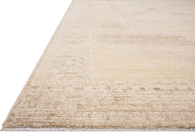 Loloi Chris Loves Julia Palma Collection PLM-07 Wheat/Taupe 7'-10" x 10' Fringe Area Rug Vintage Style Boho Living Room Bedroom Carpet