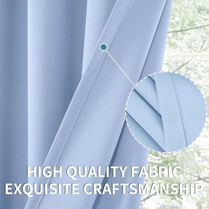 BGment Baby Blue Room Darkening Curtains 48 Inches Long - Short Thermal Insulated Drapes Privacy for Nursery Kids Bedroom Windows, 42 x 48 Inch, 2 Panels