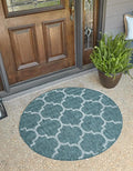 Unique Loom Outdoor Trellis Collection Area Rug (3' 3" Round, Teal/ Gray)