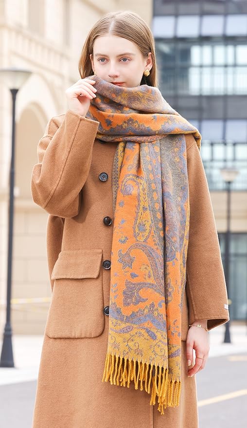 Wander Agio Warm Fashion Scarf Long Shawl Large Blanket Winter Wraps Scarves for Women Cashmere Jacquard Vintage Paisley