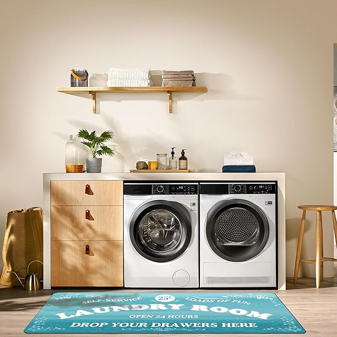 Zoke Laundry Room Rug Runner Stylish Non-Slip Laundry Room Mat 24"x72", Versatile, Waterproof Runner for Laundry, Kitchen, and Bathroom, Mudroom Decor and Farmhouse Charm