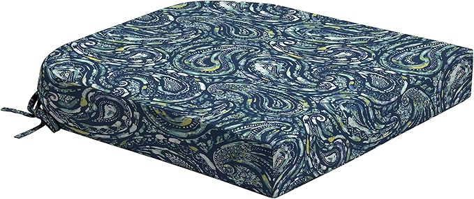 Arden Foam Outdoor Round Back Seat Cushion, 20 x 19, Made with ProFoam, Rain-Proof, Fade Resistant, Sapphire Blue Ridge Paisley